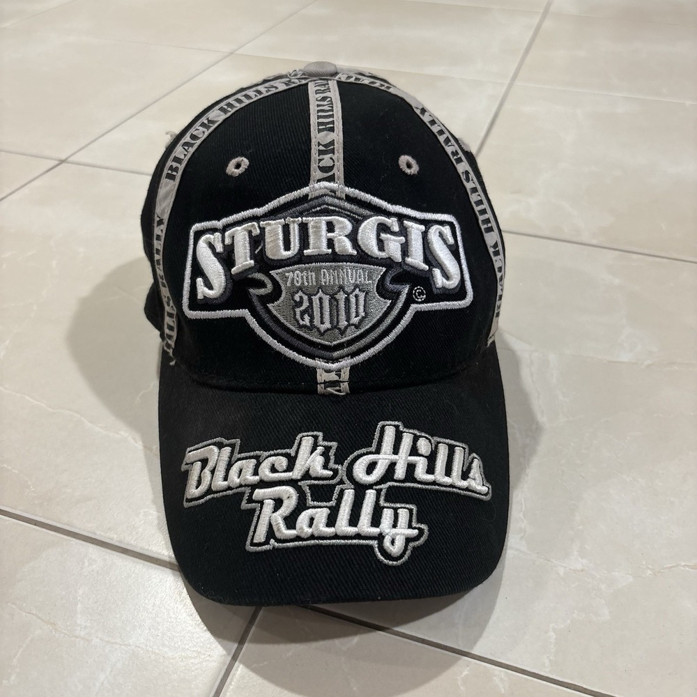 Vintage Sturgis Hat Black Hills Rally Y2K Skate Grunge Punk Biker Adult Size